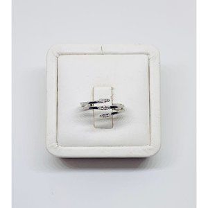10k Solid White Gold Diamond Ring Sz 7
